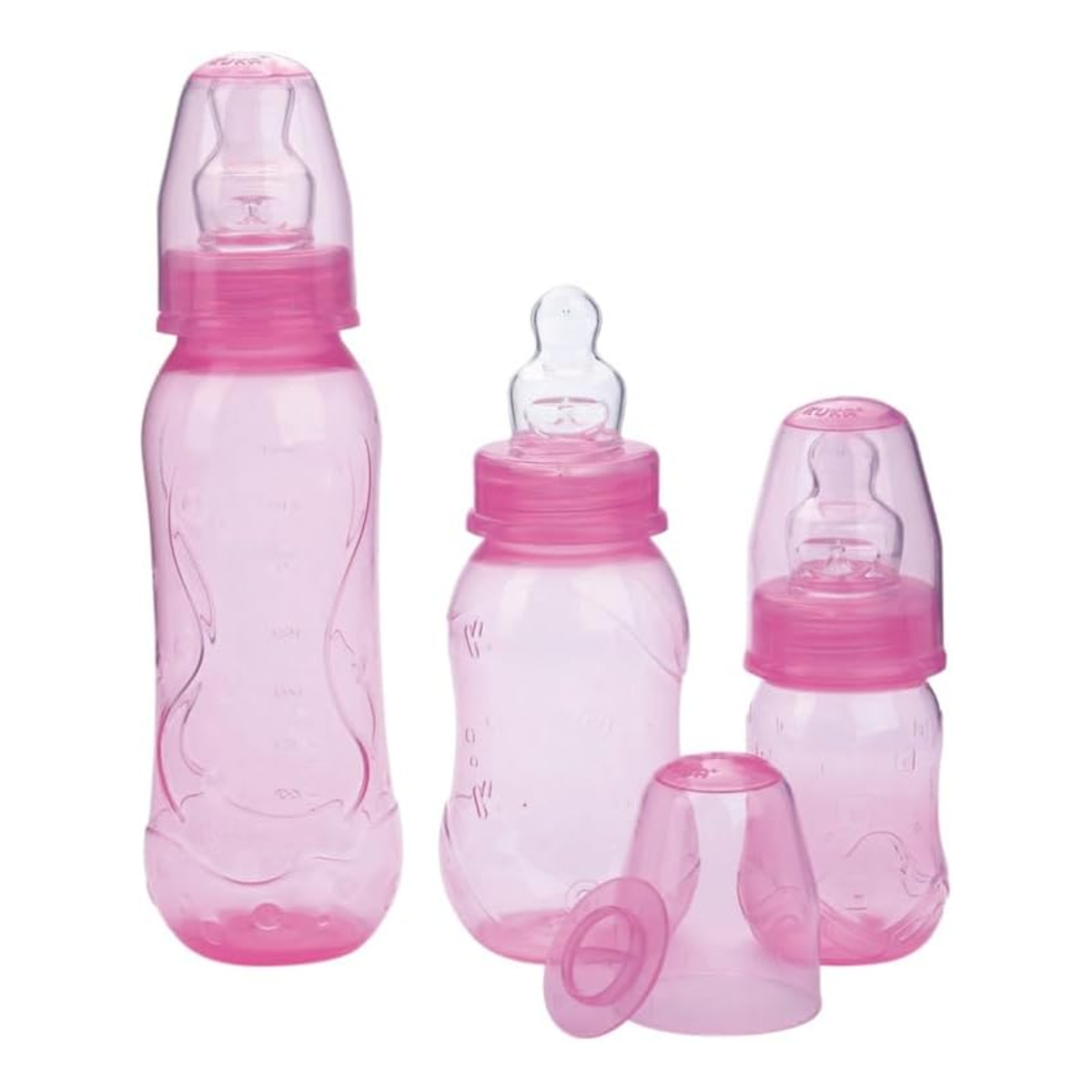 Kit Kuka Mamadeira Aquarela Rosa 6+ Meses 70ml + 160ml + 250ml - 3