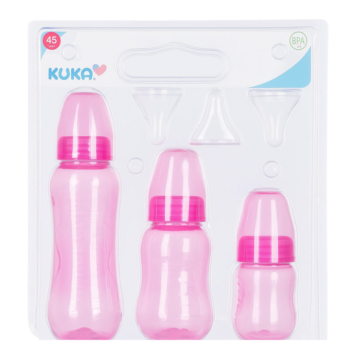 Kit Kuka Mamadeira Aquarela Rosa 6+ Meses 70ml + 160ml + 250ml - 4