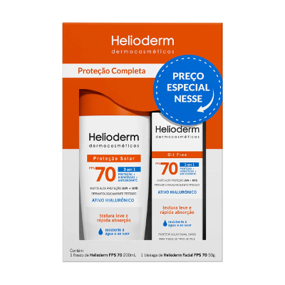 Kit Protetor Solar Helioderm FPS 70 Facial 50g + Suncare Corporal 200ml