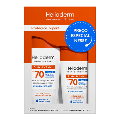Kit Protetor Solar Helioderm FPS 70 120ml + Suncare FPS 70 200ml