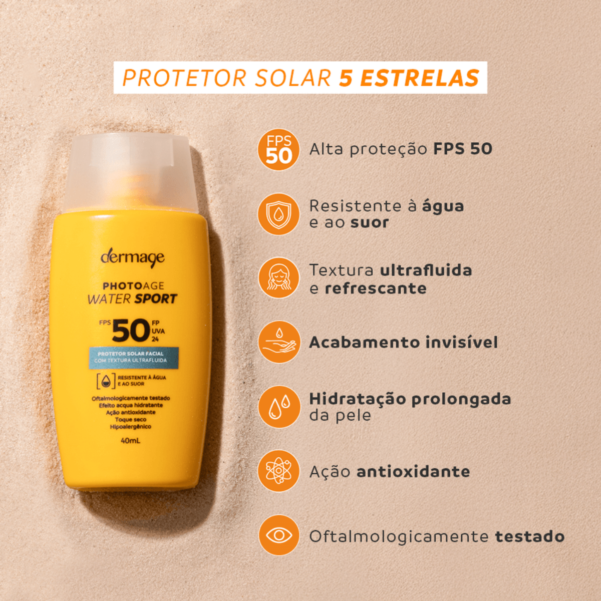 Protetor Solar Facial Dermage FPS 50 Photoage Water 40g - 4