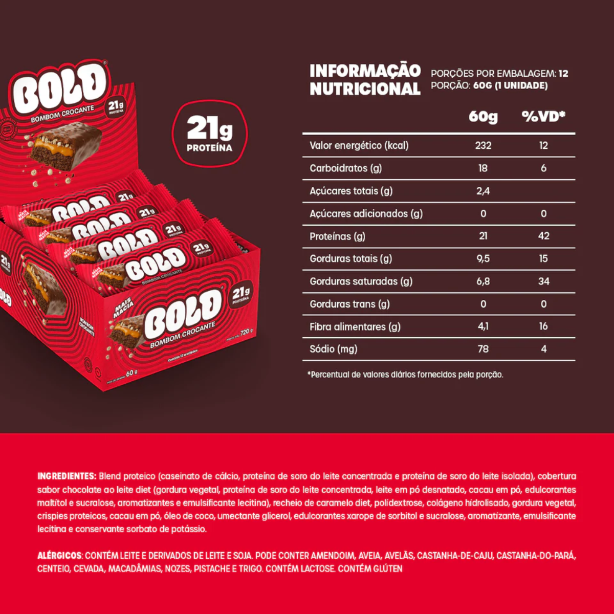 Barra de Proteína Bold Bombom Crocante 40 g - 2