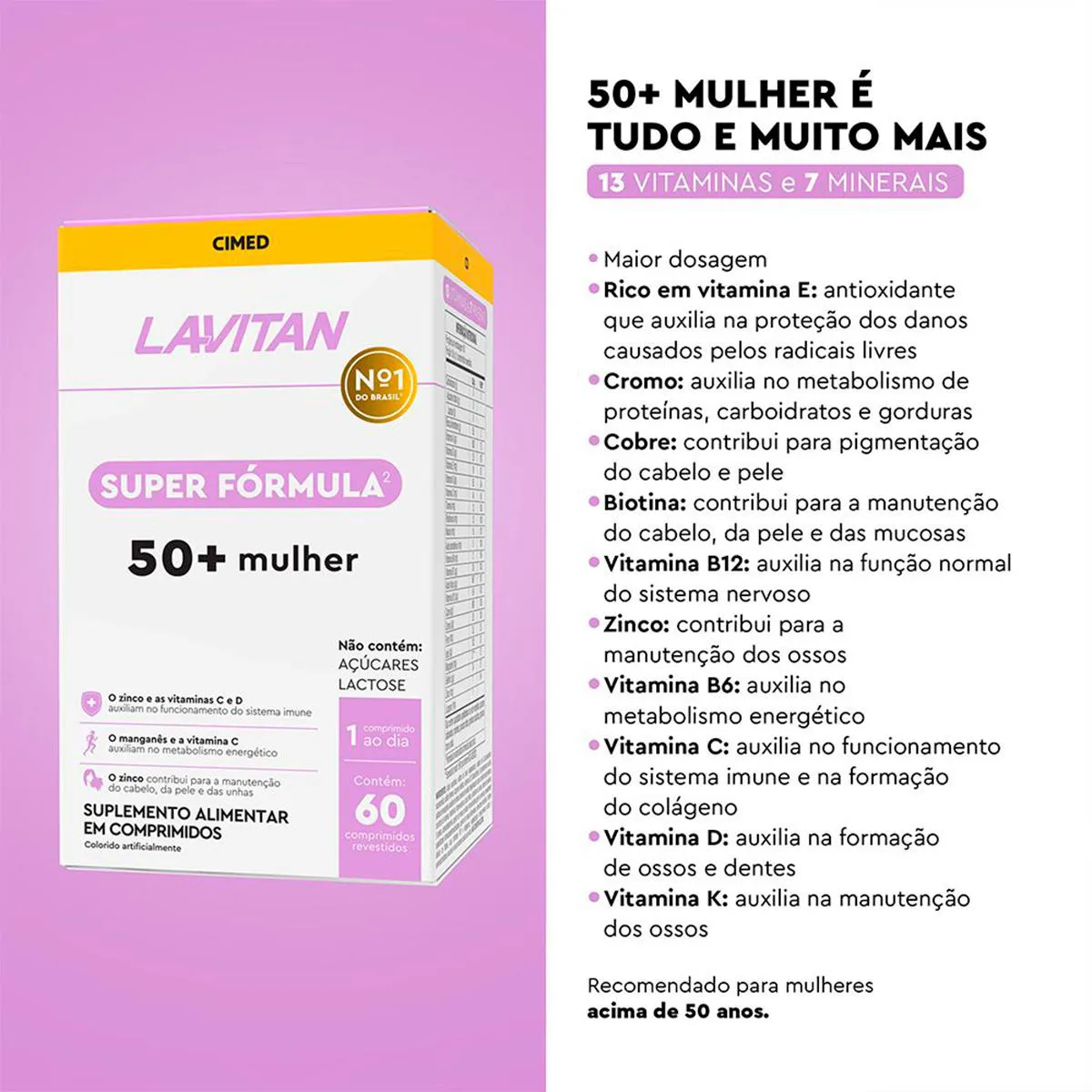 Super Fórmula Lavitan 50+ Mulher c/60cap - 3