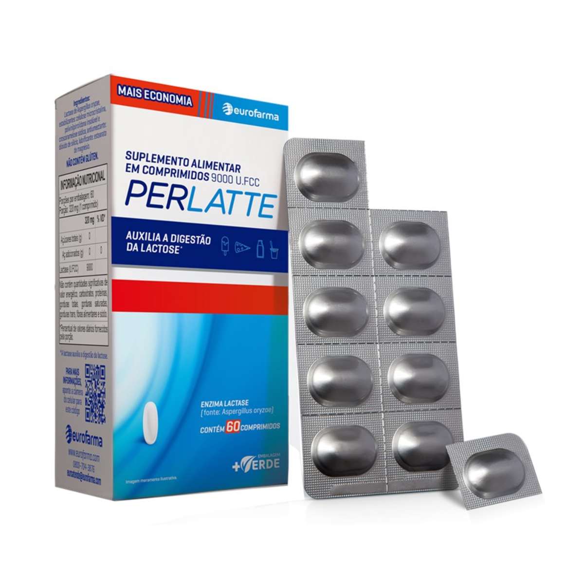 Lactase Perlatte 9000 FCC com 60 comprimidos - 2