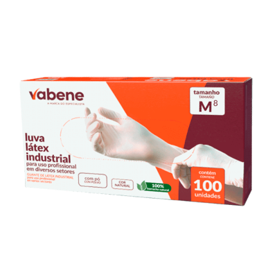 Luva Látex Com Pó Tam M c/100 Und -Vabene
