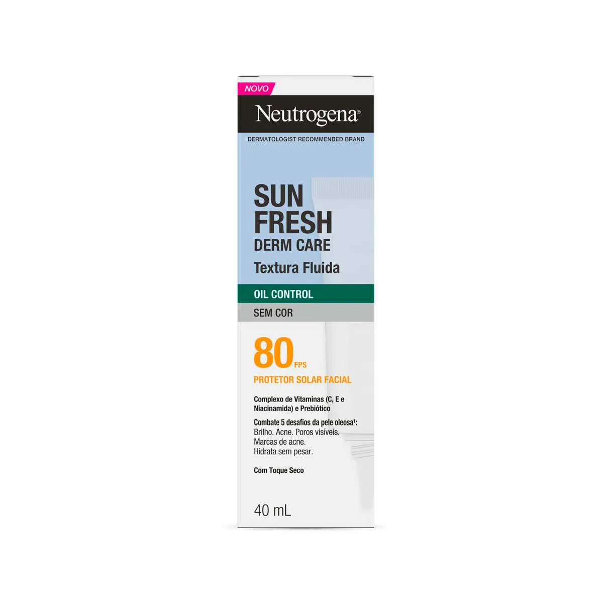 Protetor Solar Neutrogena Sun Fresh Derm Care Oil Control FPS 80 Sem Cor 40ml - 5