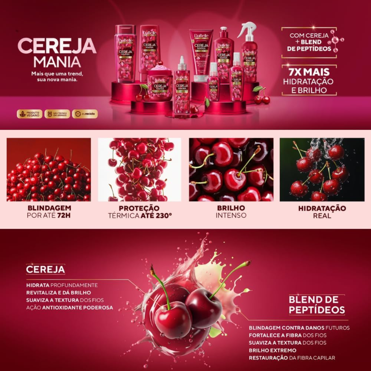 Kit DaBelle Cereja Mania Shampoo 250ml + Condicionador 200ml - 5