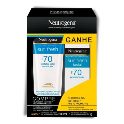 KIT NEUTROGENA SUN FRESH PROTETOR SOLAR CORPORAL FPS70 200ML + FACIAL FPS70 40G