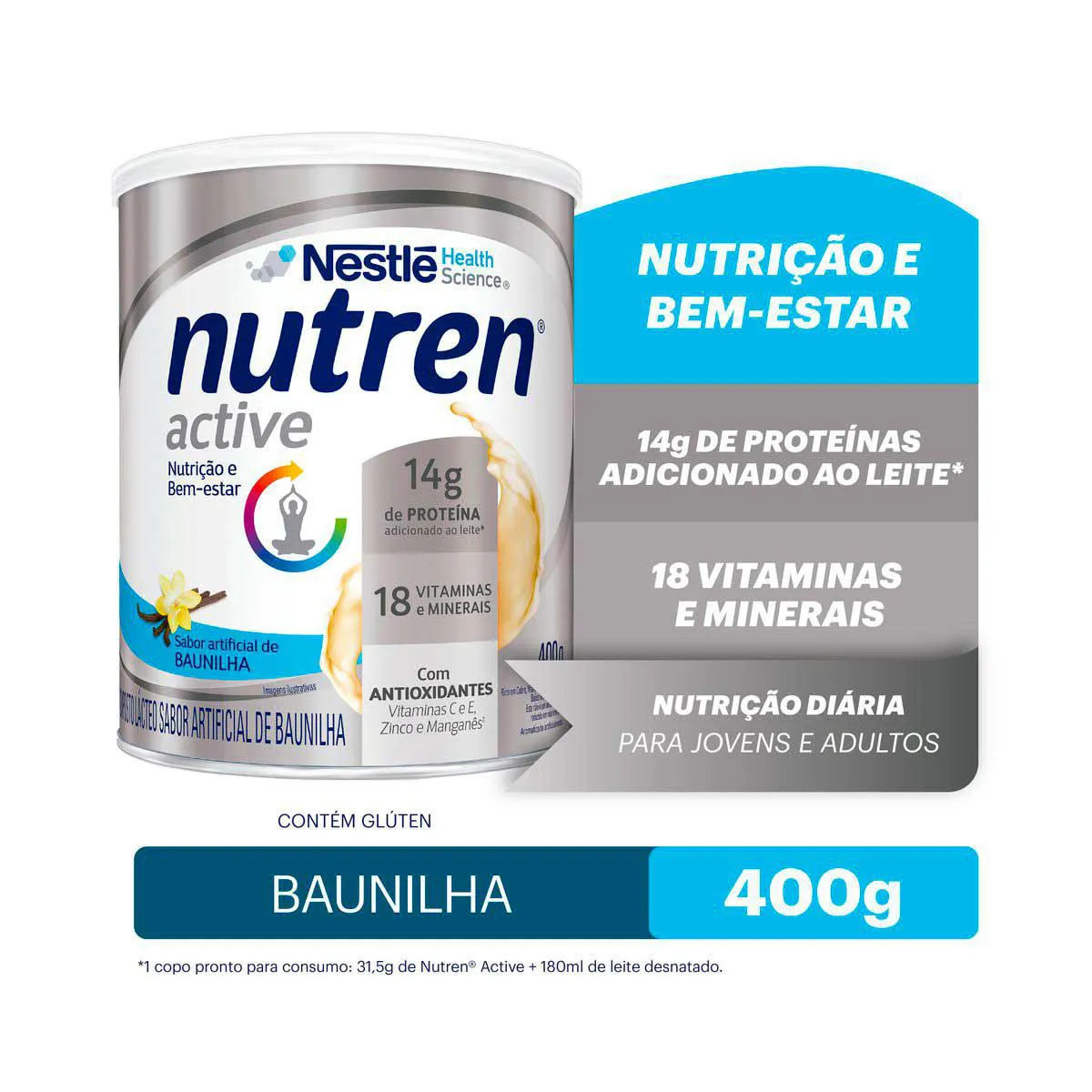 Suplemento Alimentar Nutren Active Nestlé Baunilha com 400g - 4