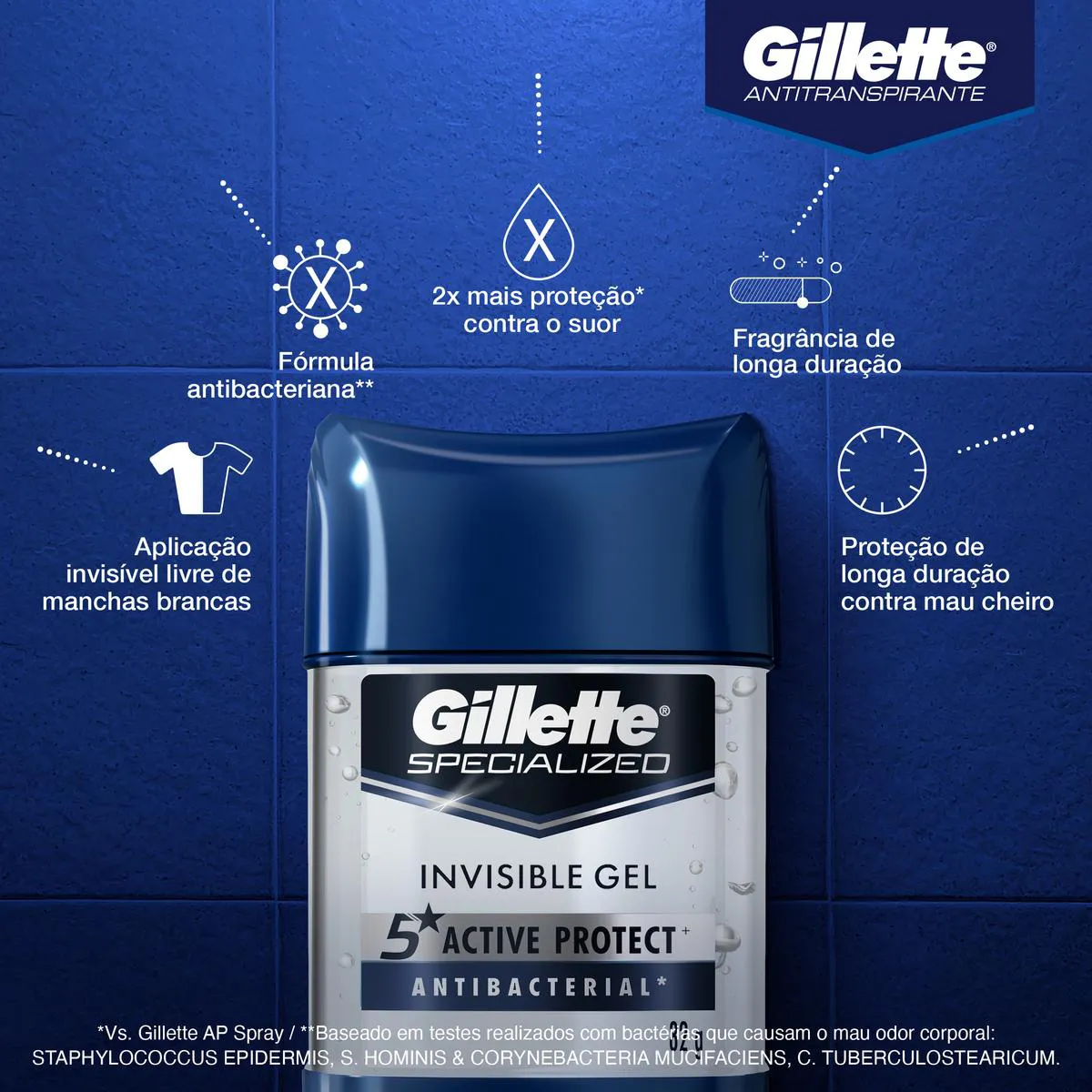 Desodorante Antitranspirante Stick Gel Gillete Specialized Gel Invisível Masculino 82g - 2
