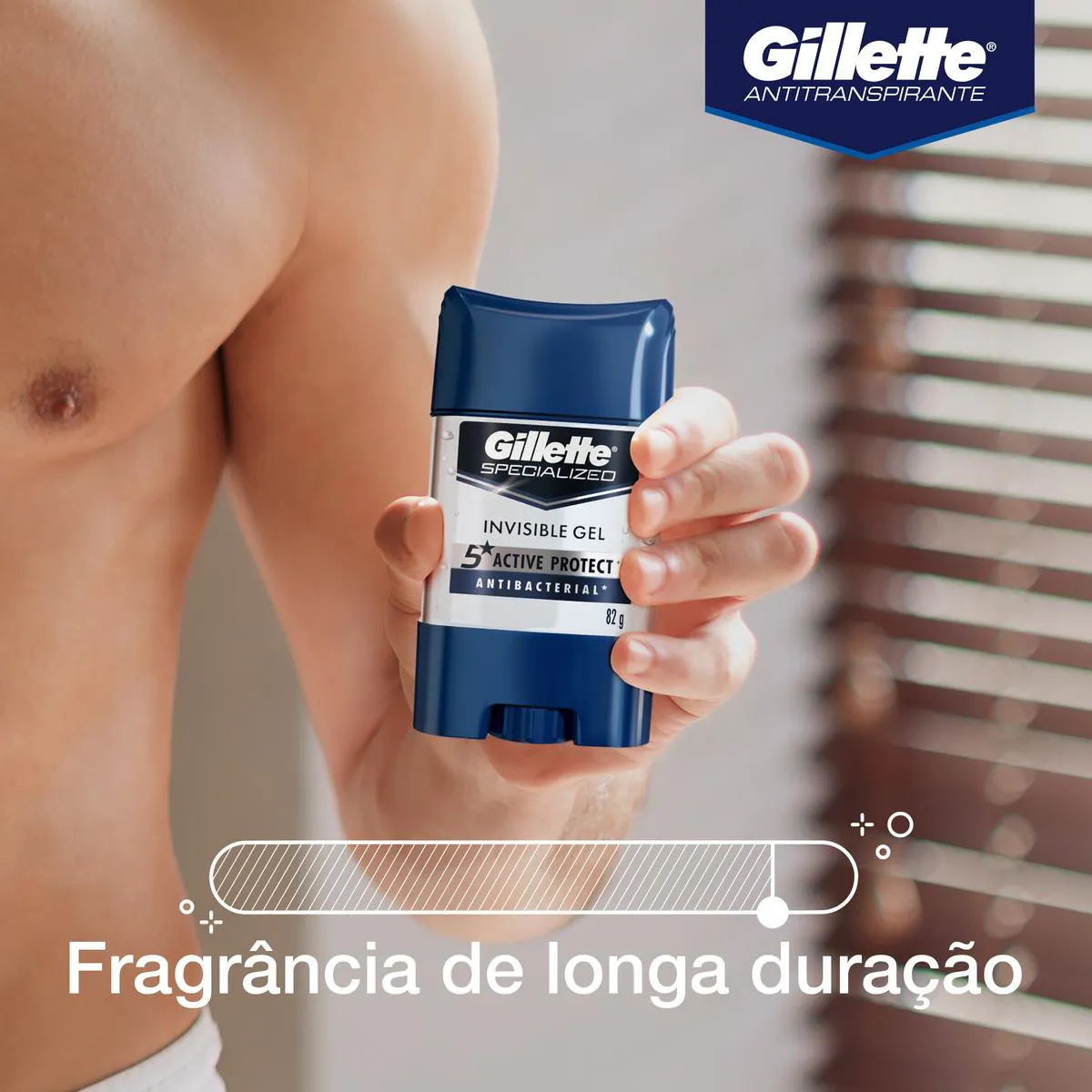 Desodorante Antitranspirante Stick Gel Gillete Specialized Gel Invisível Masculino 82g - 4