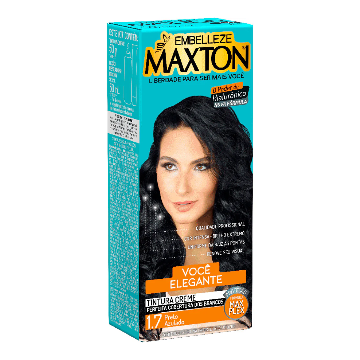 Tinta de Cabelo Maxton Você Mais Elegante - 1.7 Preto Azulado - 1