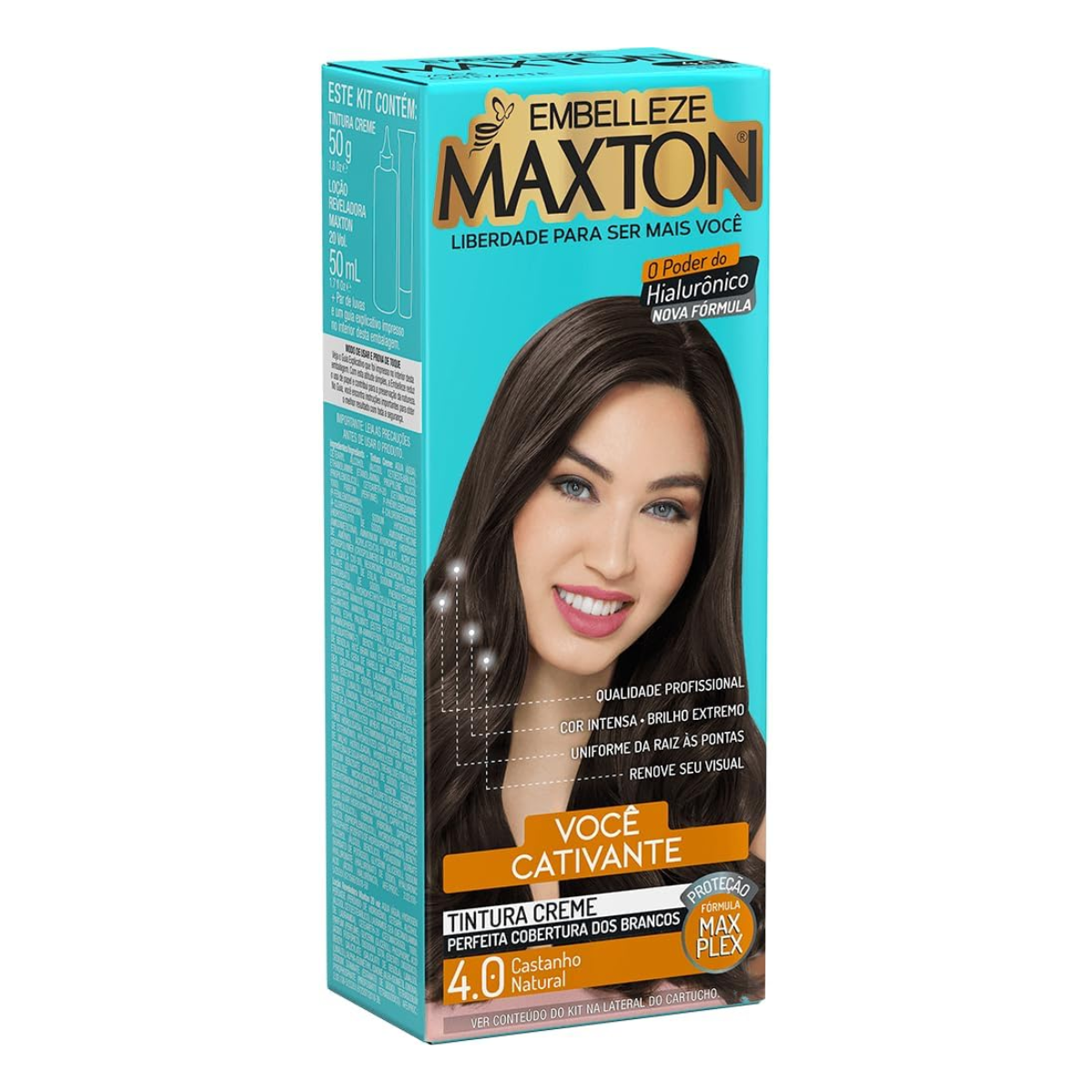 Tinta de Cabelo Maxton Você Mais Encantadora - 4.0 Castanho Natural - 2