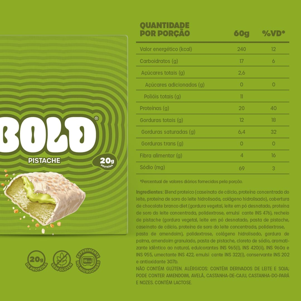 Barra de Proteína Pistache Bold 40 g - 4