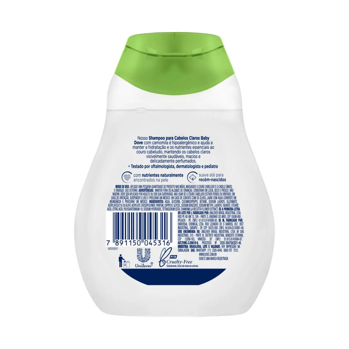 Shampoo Baby Dove Hidratação Enriquecida Cabelos Claros com 200ml - 3