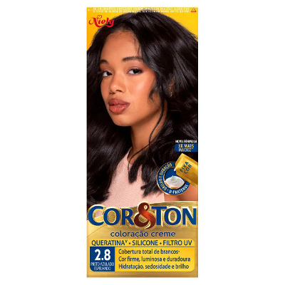 Tinta de Cabelo Permanente Cor&Ton Niely - 2.8 Preto Azulado Espelhado