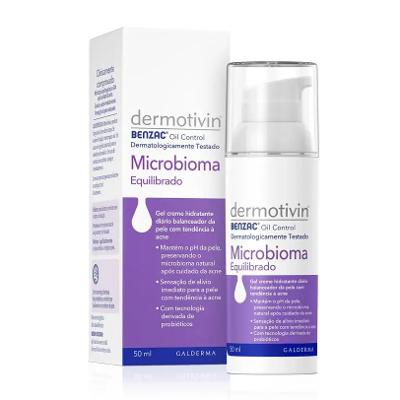 Gel Creme Hidratante Dermotivin Benzac Oil Control Microbioma Equilibrado Pele com Acne 50ml