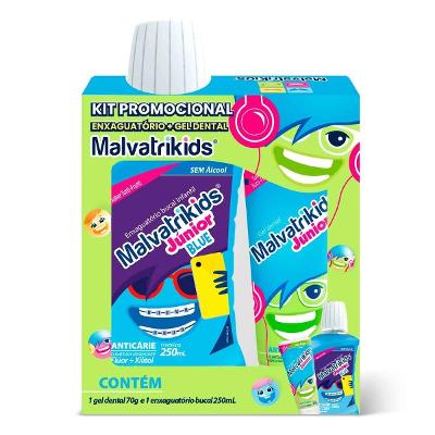 Kit Malvatrikids Júnior Tutti-Frutti Gel Dental 70g + Enxaguante Bucal Blue Sem Álcool 250ml