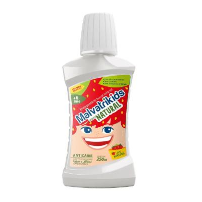 Enxaguante Bucal Infantil Malvatrikids Extrato Natural Sabor Morango 250ml