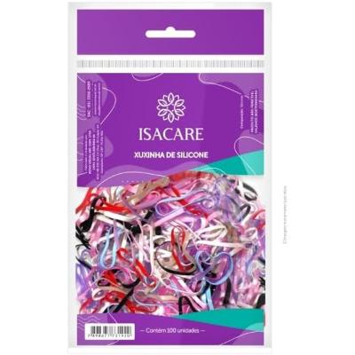Elástico de Silicone para Cabelo, Colorido, Isacare, 100 unidades