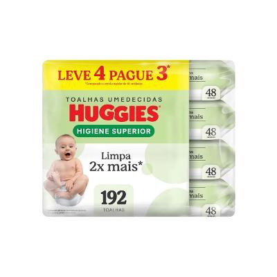 Kit Lenço Umedecido Huggies Higiene Superior 4 Pacotes - 48 Unidades