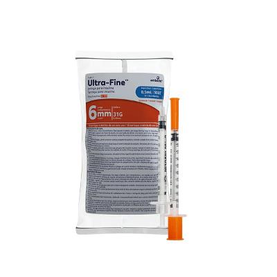 Seringa Para Insulina 0,5ml 6mm 50Ui Ultrafine Com 10 Unidades Embecta