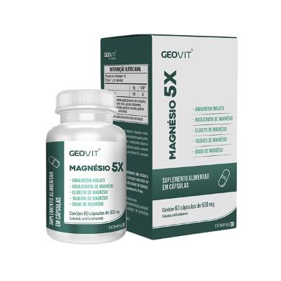 Suplemento Alimentar Geovit Magnesio 5X 500mg com 60 Cápsulas