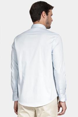 Camisa Aramis Manga Longa  Slim Cetim Com Elastano Azul Bebe