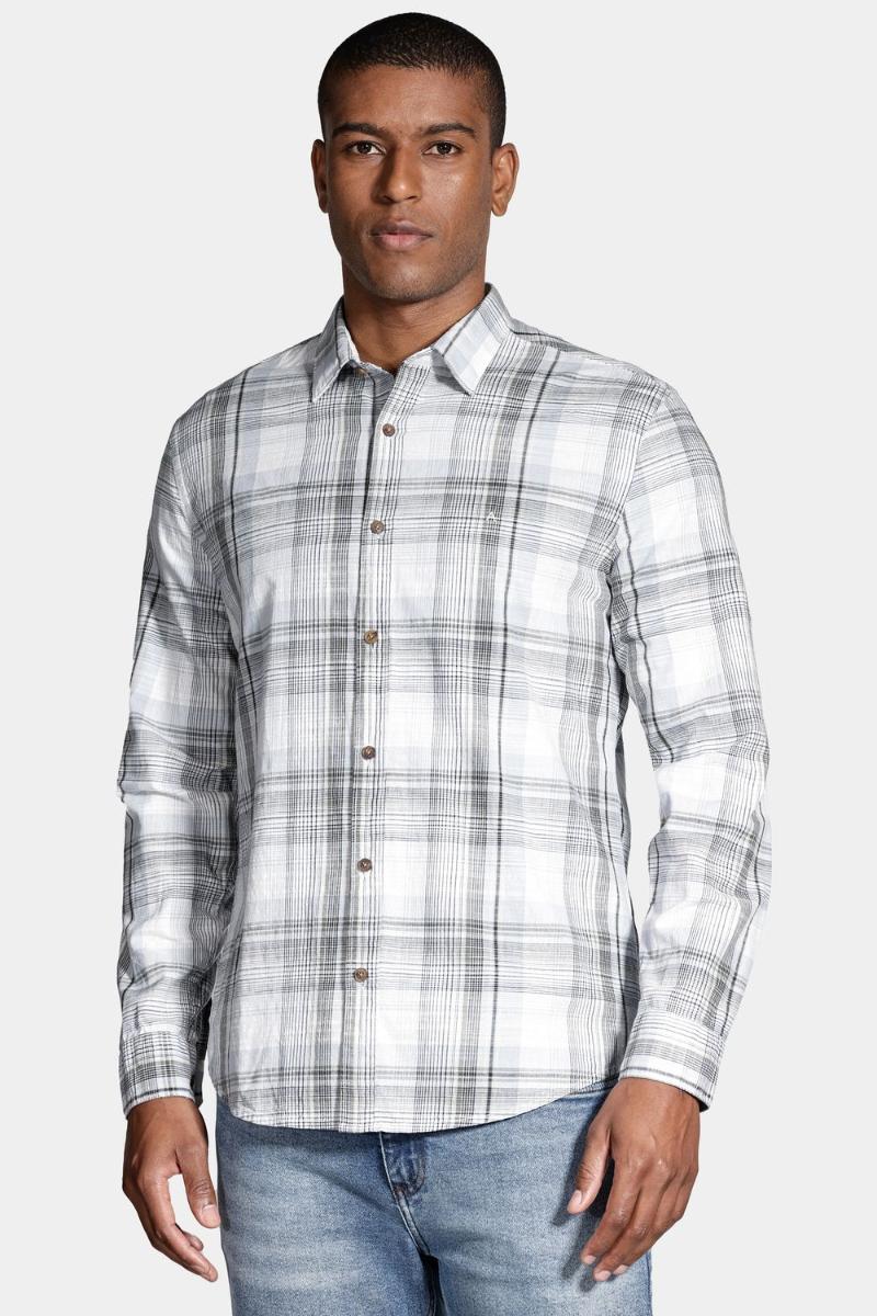 Camisa Aramis Manga Longa Regular Xadrez Branco - 1