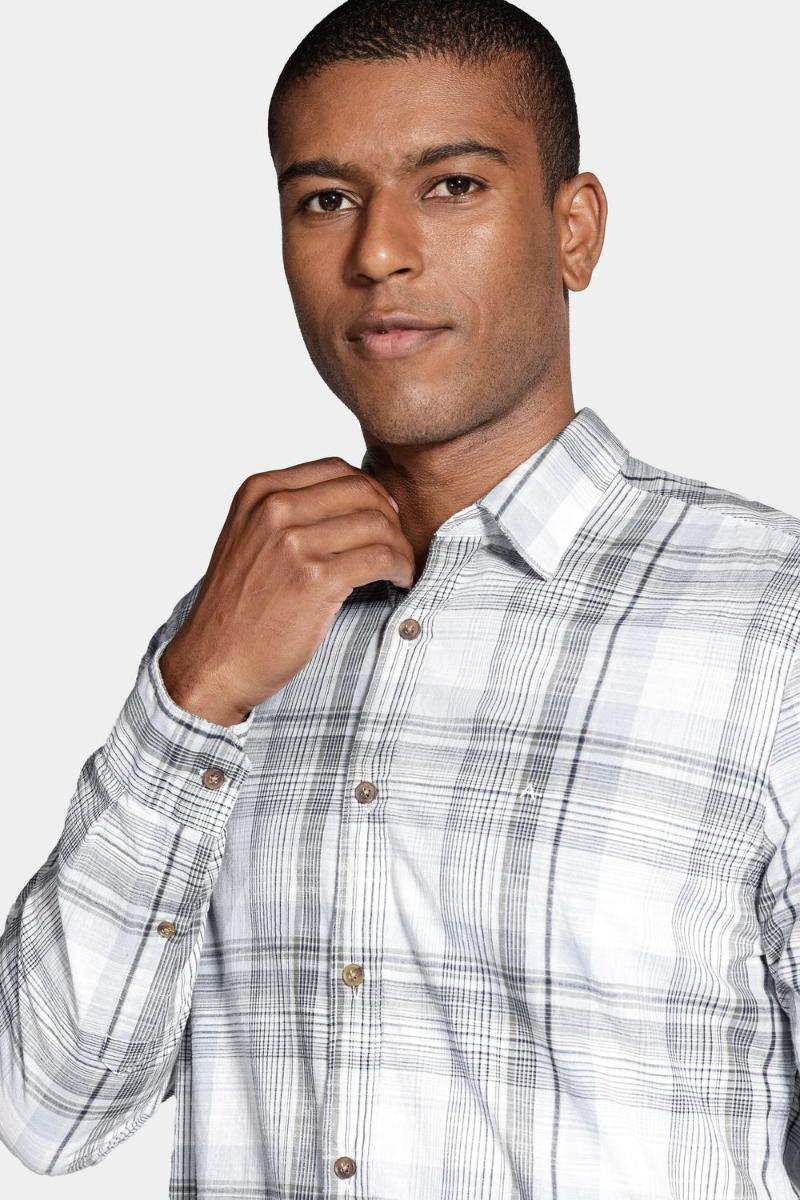 Camisa Aramis Manga Longa Regular Xadrez Branco - 3