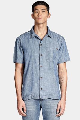 Camisa Aramis Manga Curta Regular Jeans em Liocel Azul Jeans