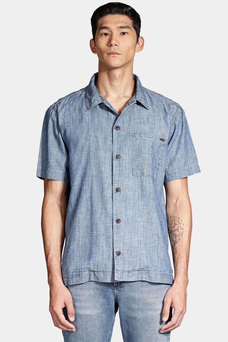 Camisa Aramis Manga Curta Regular Jeans em Liocel Azul Jeans - 1