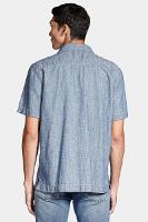 Camisa Aramis Manga Curta Regular Jeans em Liocel Azul Jeans