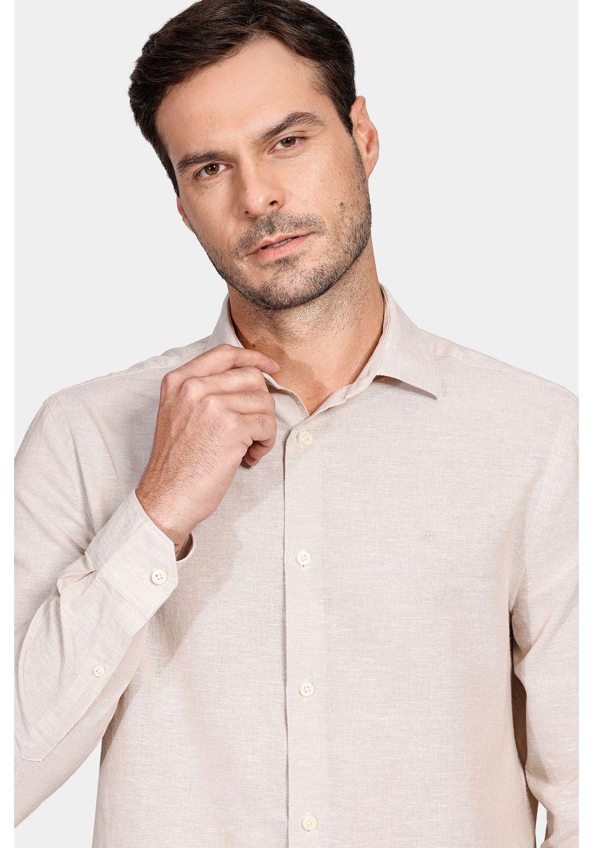 Camisa Aramis Regular Linho Com Algodão f Cáqui - 3