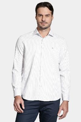 Camisa Aramis Slim Xadrez Maquinetada Branco Com Vermelho