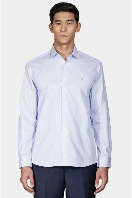 Camisa Aramis Slim Tricoline Listrada Branco Com Azul
