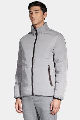 Jaqueta Aramis Nylon Dupla Face Puffer Cinza Com Marrom