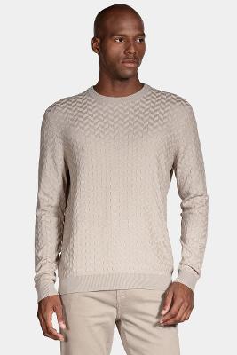 Tricot Aramis Manga Longa Jacquard Geométrico Cáqui