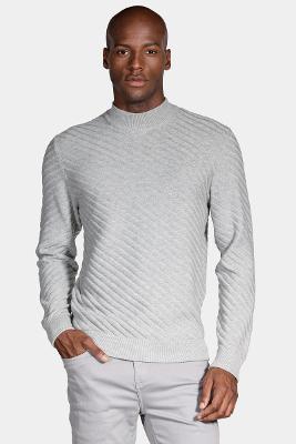 Tricot Aramis Manga Longa Gola Midi Cinza Mescla