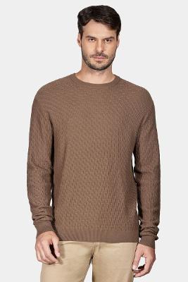 Tricot Aramis Manga Longa Jacquard Chevron Ocre