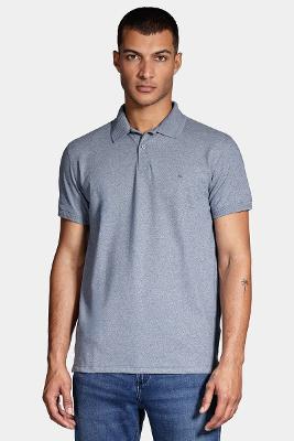 Polo Aramis Piquet Gola Jacquard Azul Alumínio