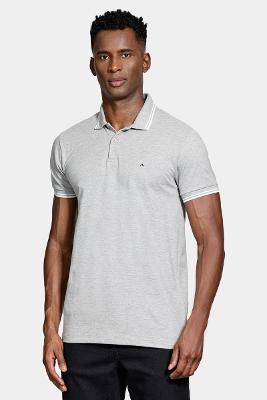 Polo Aramis Gola 2 Frisos New Cinza Mescla