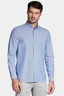 Camisa Aramis Manga Longa  Slim Oxford Planalto Azul Índigo