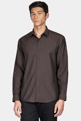 Camisa Aramis Manga Longa  Regular Algodão Egípcio Marrom