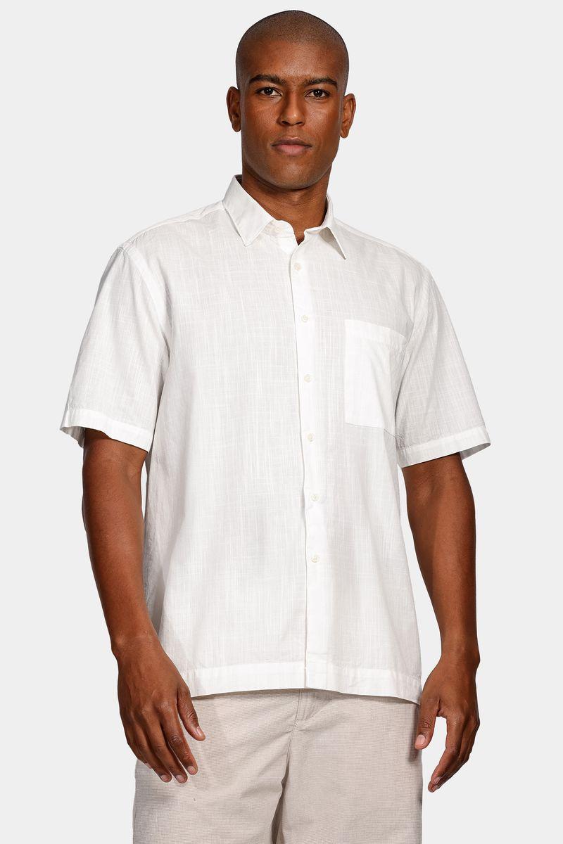 Camisa Aramis Manga Curta  Regular Flamê  Com Bolso Branco - 1