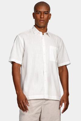 Camisa Aramis Manga Curta  Regular Flamê  Com Bolso Branco