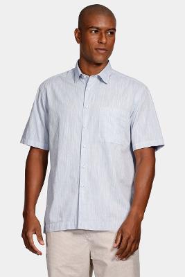 Camisa Aramis Manga Curta  Regular Flamê  Com Bolso Azul