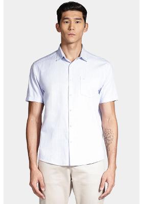 Camisa Aramis Manga Curta  Regular Button Com Bolso Azul