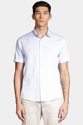 Camisa Aramis Manga Curta  Regular Button Com Bolso Azul
