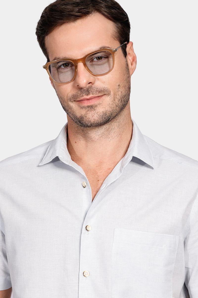 Camisa Aramis Regular Ampla Falso Liso Lt Blue Azul Claro - 3